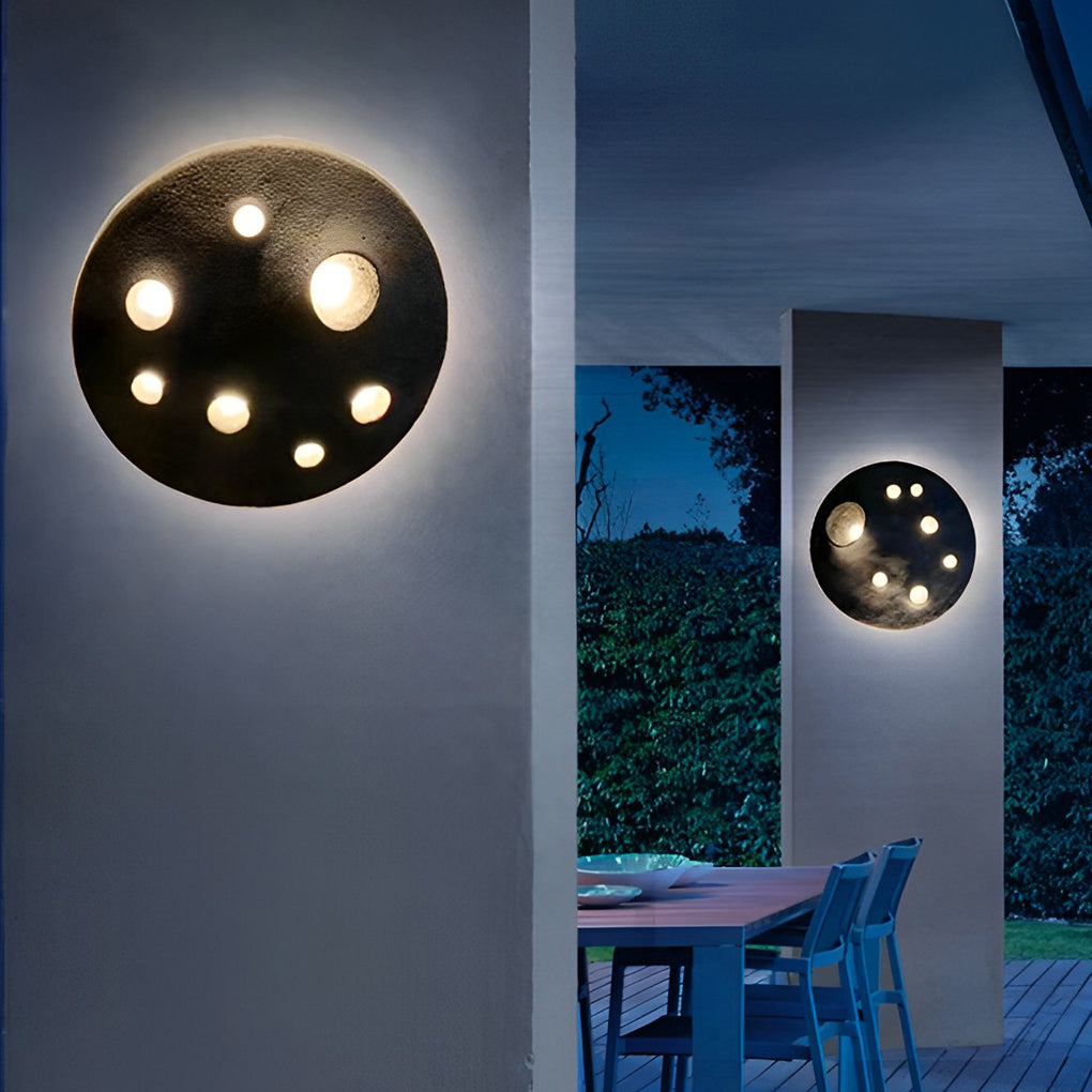 Round Creative Cement Lunar Crater Waterproof LED Wall Lamp