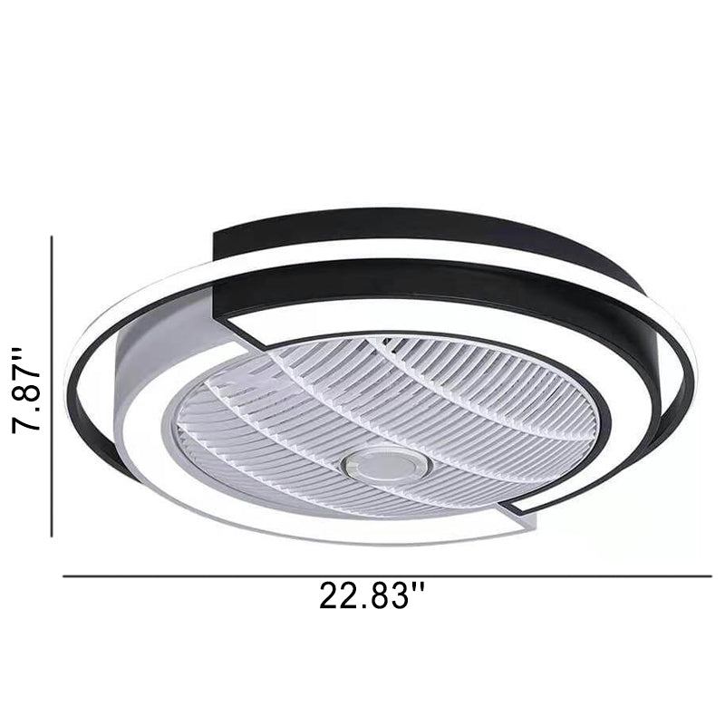 Modern Round LED Semi-Flush Mount Ceiling Fan Light