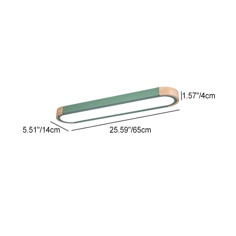 Contemporary Scandinavian Long Oval Iron Log Acrylic LED Flush Mount Ceiling Light for Bedroom