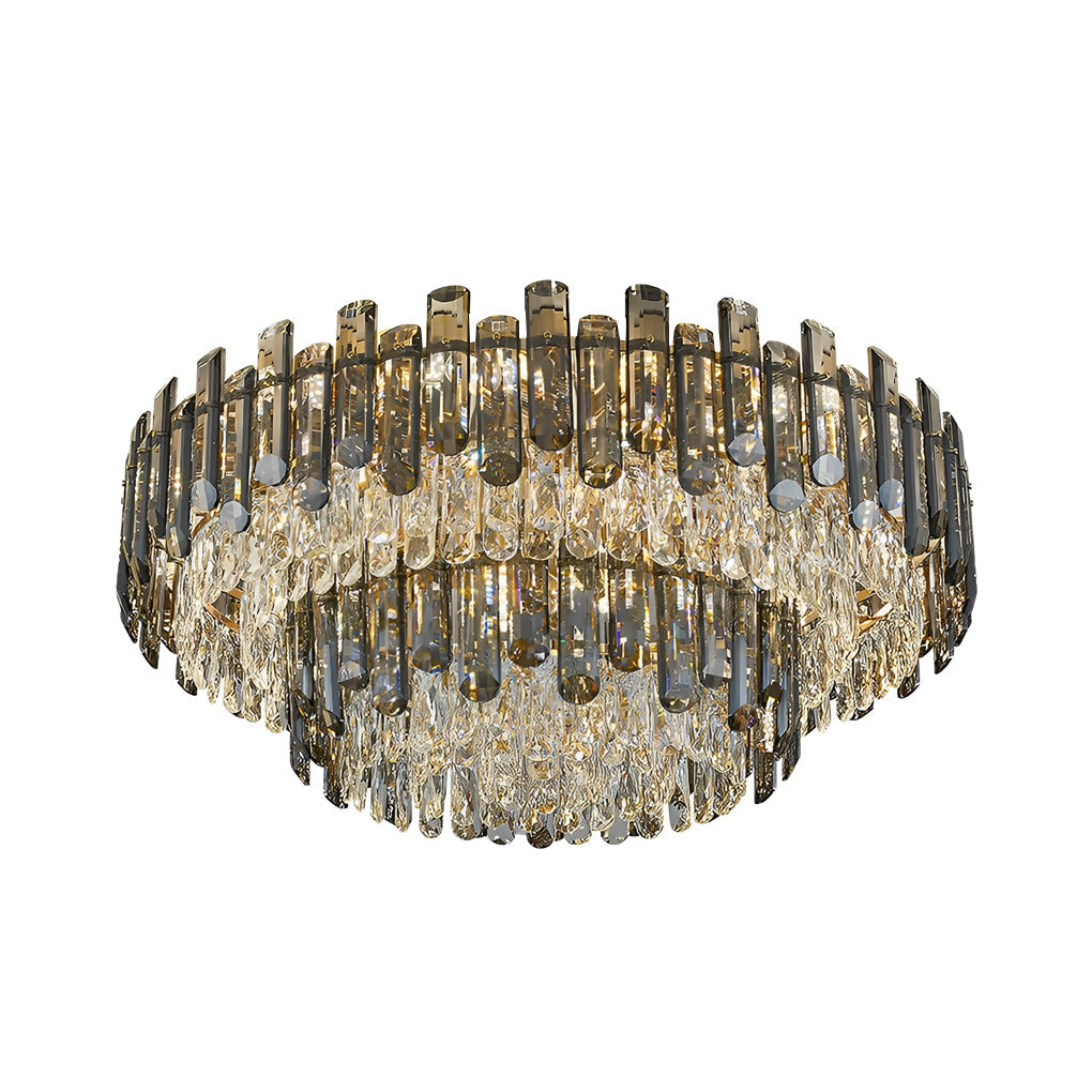 Round Metal Crystal Dimmable Ceiling Light - Modern Luxury 3-Step Lighting