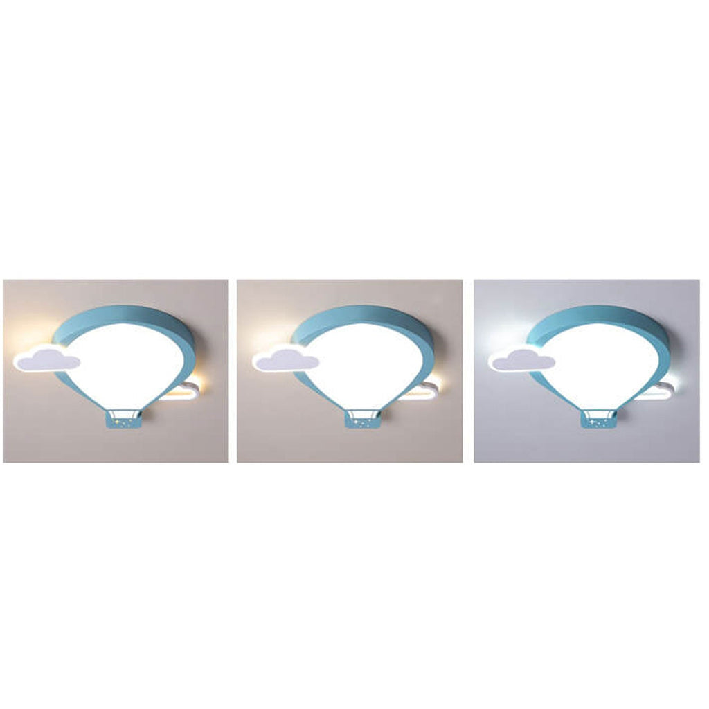 Cartoon Hot Air Balloon Kid LED Flush Mount Ceiling Light Nursery Bedroom Fixture Kids Room Decor Childrens Lighting Cute Cartoon Ceiling Lamp Colorful Adventure Theme Adjustable Brightness Fun Illustration Design Energy Efficient Safe Lighting Kids Ceili