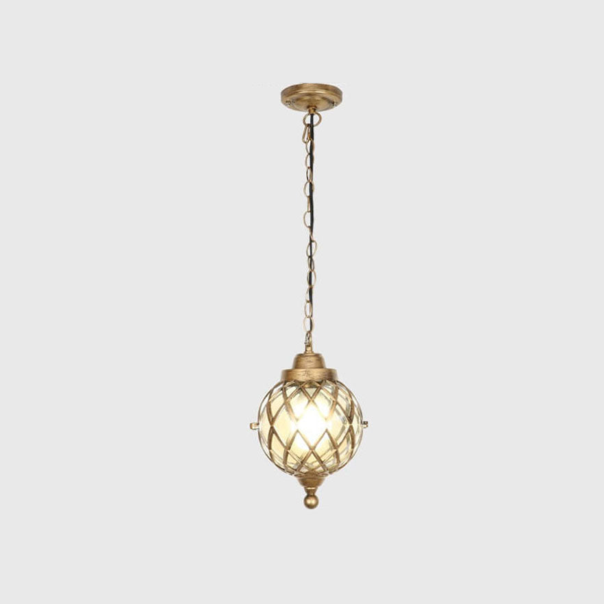 European Vintage Round Ball Die-Cast Aluminum Outdoor Waterproof Pendant Light 1-Light