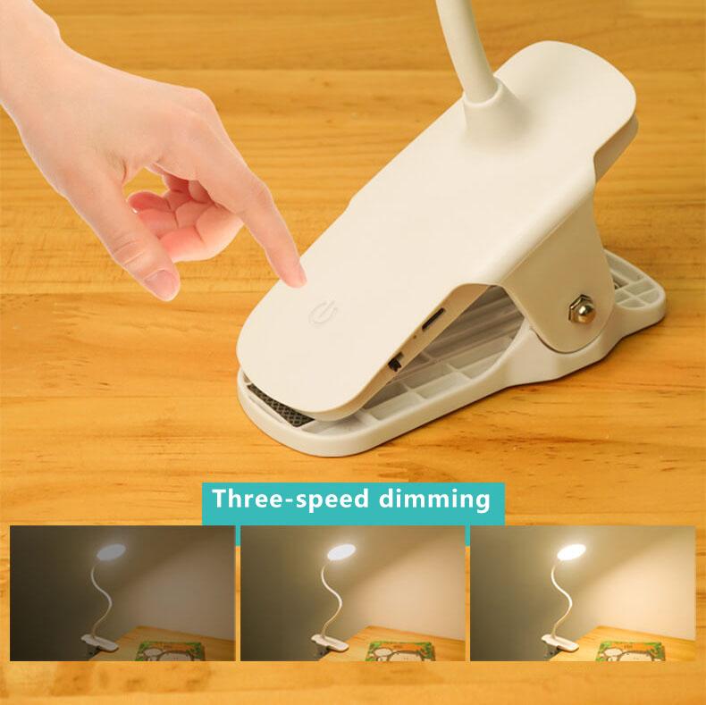 Rechargeable LED Clip Desk Lamp - Eye Protection Night Light for Reading