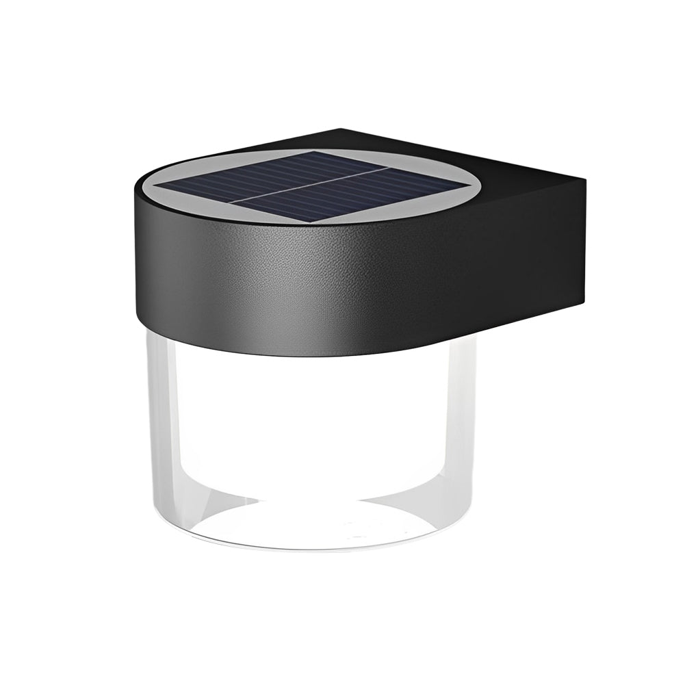 Square Round Waterproof LED Solar Wall Lights - Black Minimalist Outdoor Lighting