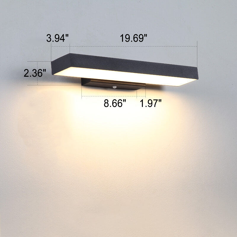Modern Minimalist Waterproof LED Wall Sconce Lamp - Rectangular Flat Design, Outdoor Sensor Lighting