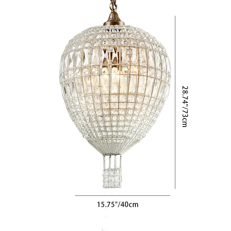 Modern Art Deco Hot Air Balloon Iron Crystal Chandelier - 1/3/6 Light for Living Room