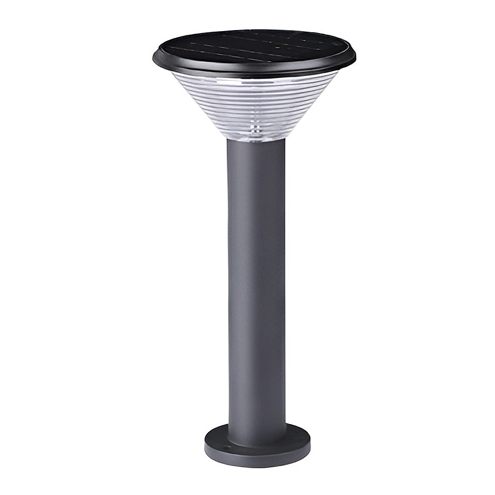 Contemporary Tapered Solar LED Pathway Light - Cylindrical Black Outdoor Lighting