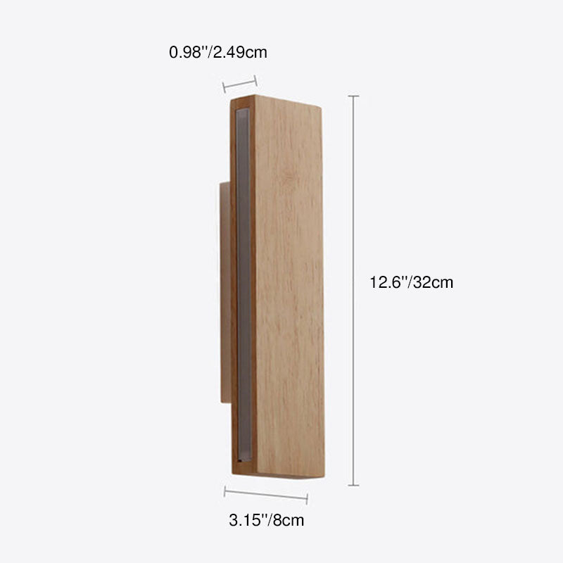 Nordic Modern Rectangular Wood Acrylic LED Wall Sconce Lamp