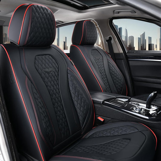 Premium Black & Red Striped Car Seat Covers - Durable, Stylish Protection Adaptive Fit