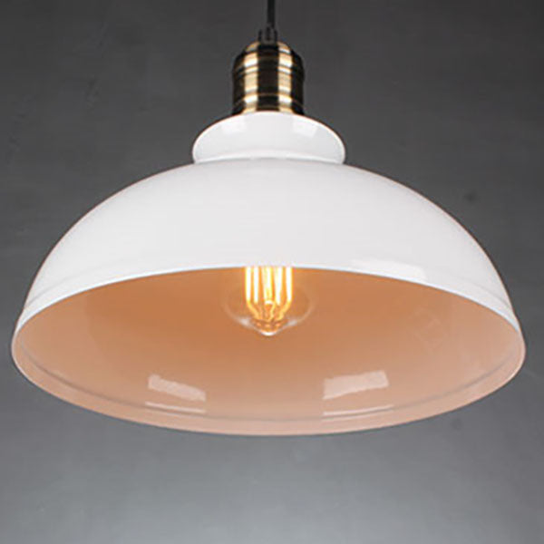 Contemporary Industrial Dome Pendant Light - Round Iron 1-Light Fixture for Living Room