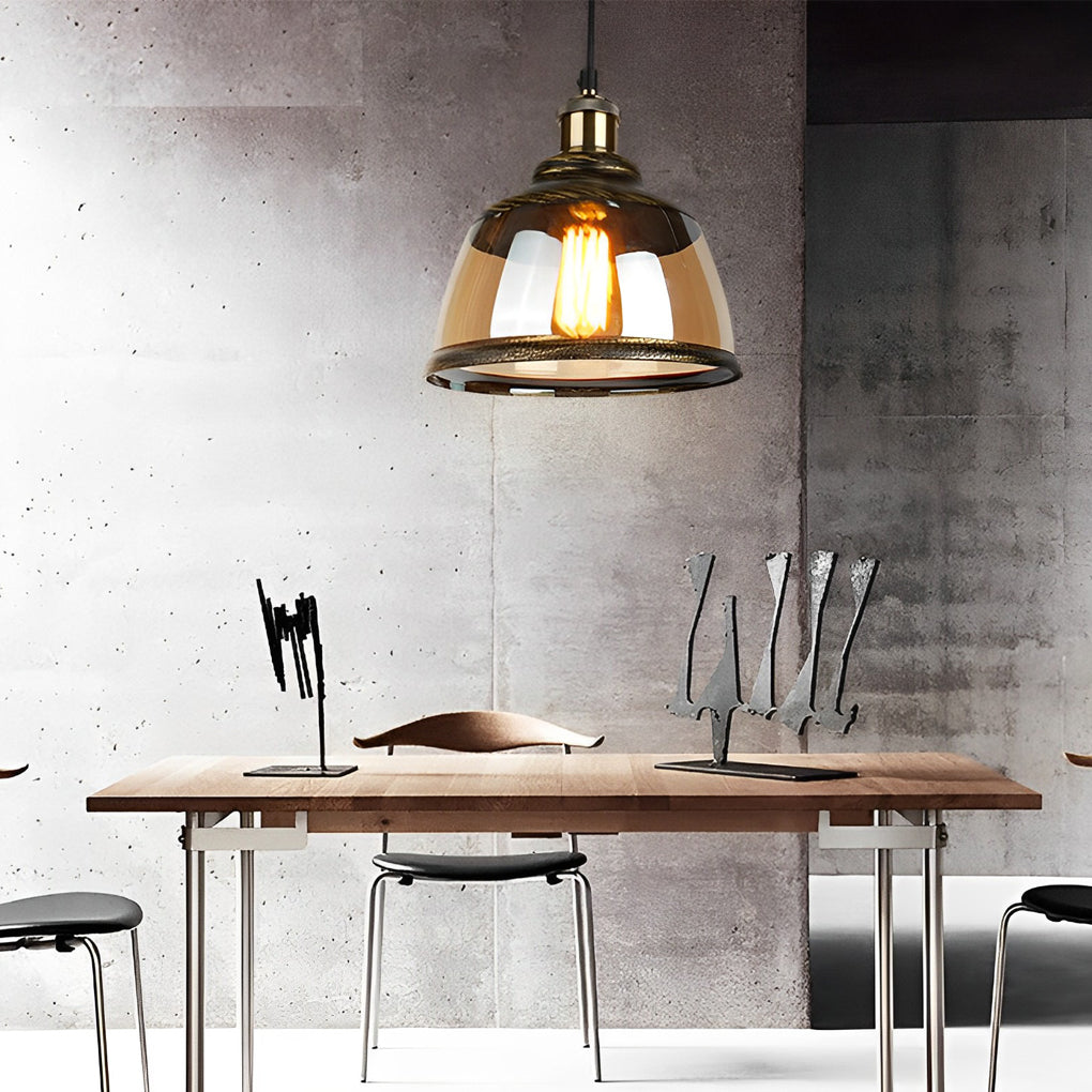 Green Bronze Glass Industrial Pendant Light Chandelier