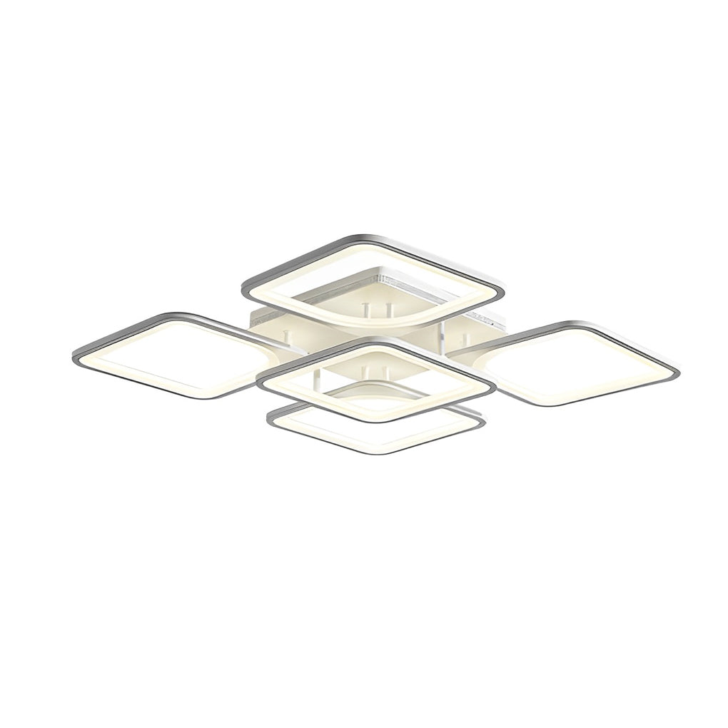 Square Modern Ceiling Light Fixture - Stepless Dimming Remote Control, Energy Efficient, Stylish Design