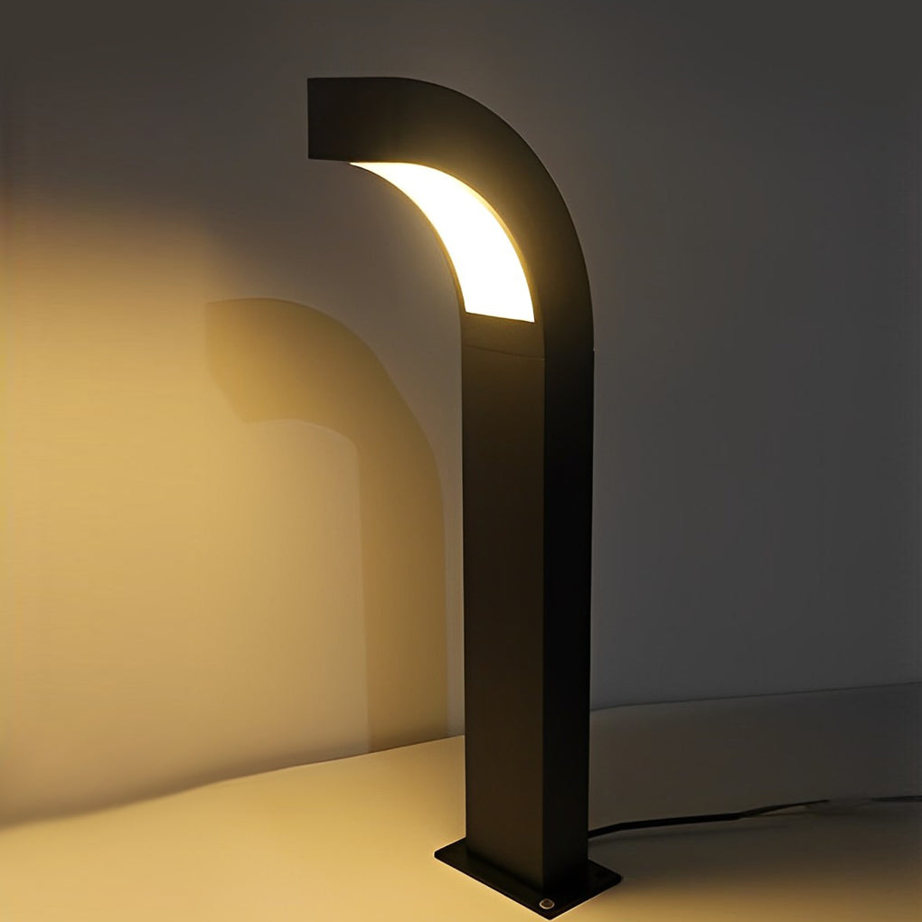 Curved Black LED Landscape Path Lighting - Minimalist Outdoor Lighting