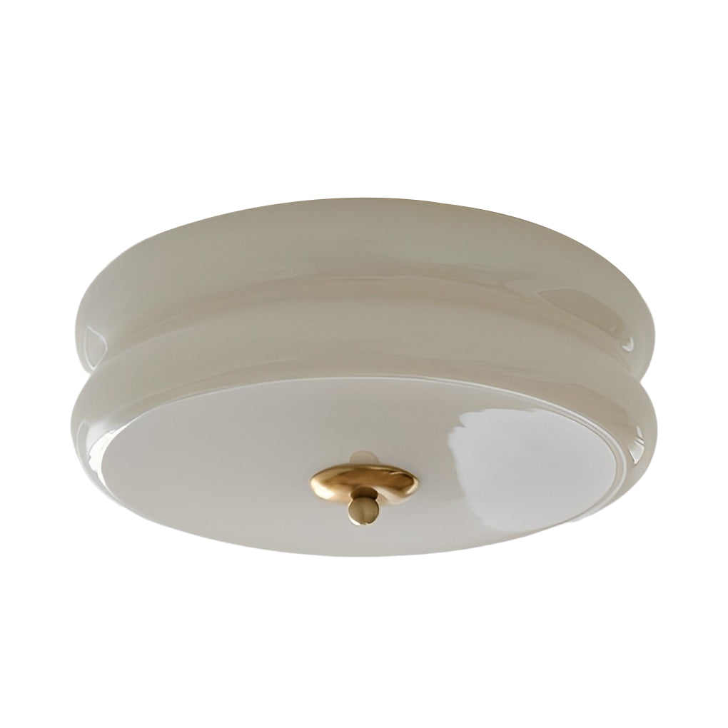 Round Glass Drum LED Ceiling Light - Three Step Dimming, Nordic Style Fixture