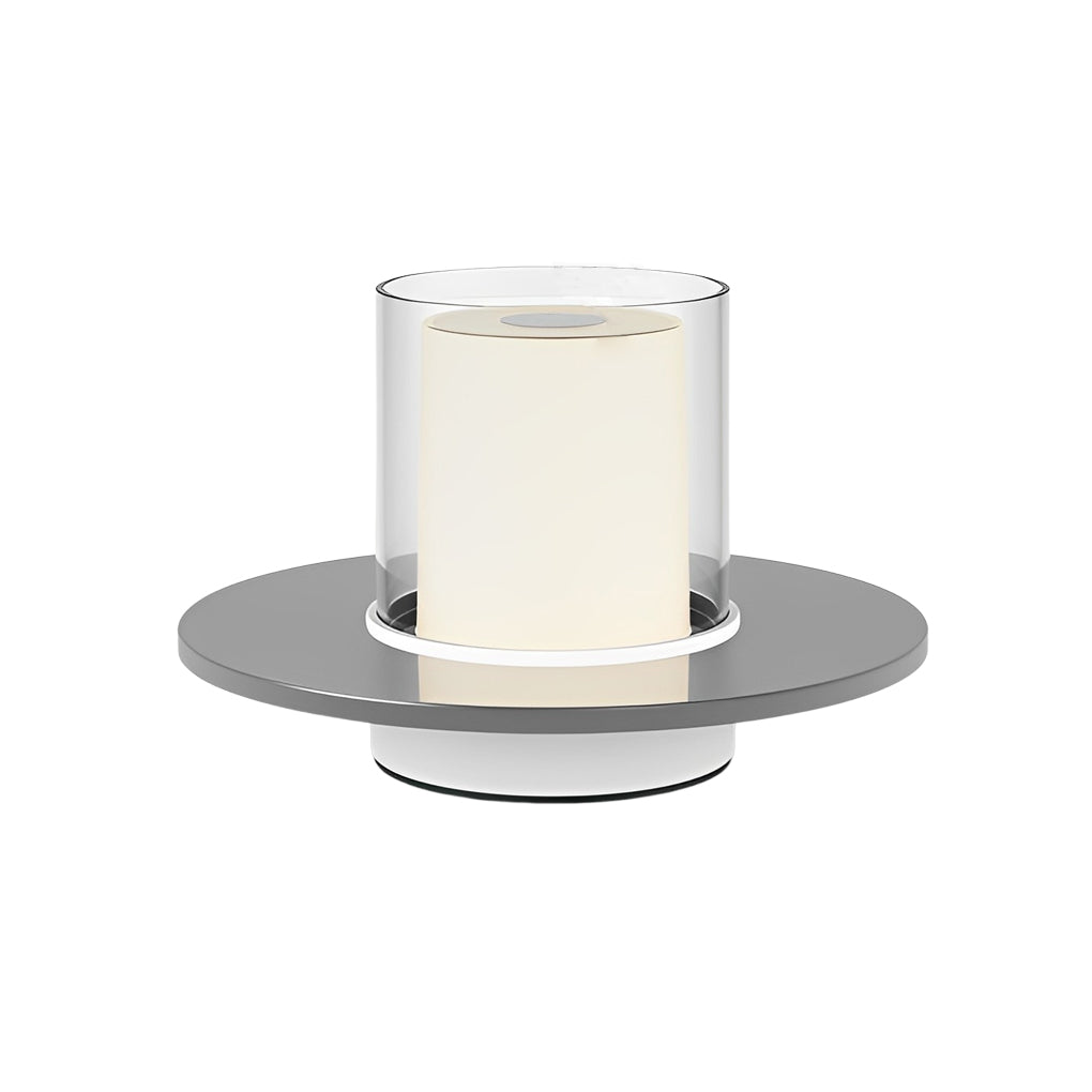 Modern Cordless Candle Table Lamp with Dish Base - Stylish LED Accent Lighting for Home Decor
