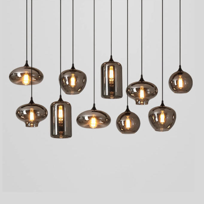 Modern Smoke Gray Glass LED Pendant Light - Stylish One-Light Fixture