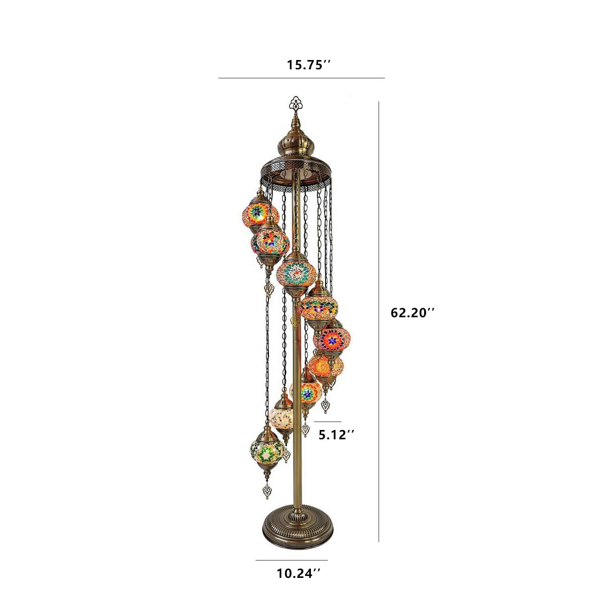 Retro Turkish Moroccan Globe 9-Light Floor Lamp - Vintage Boho Decor Lighting