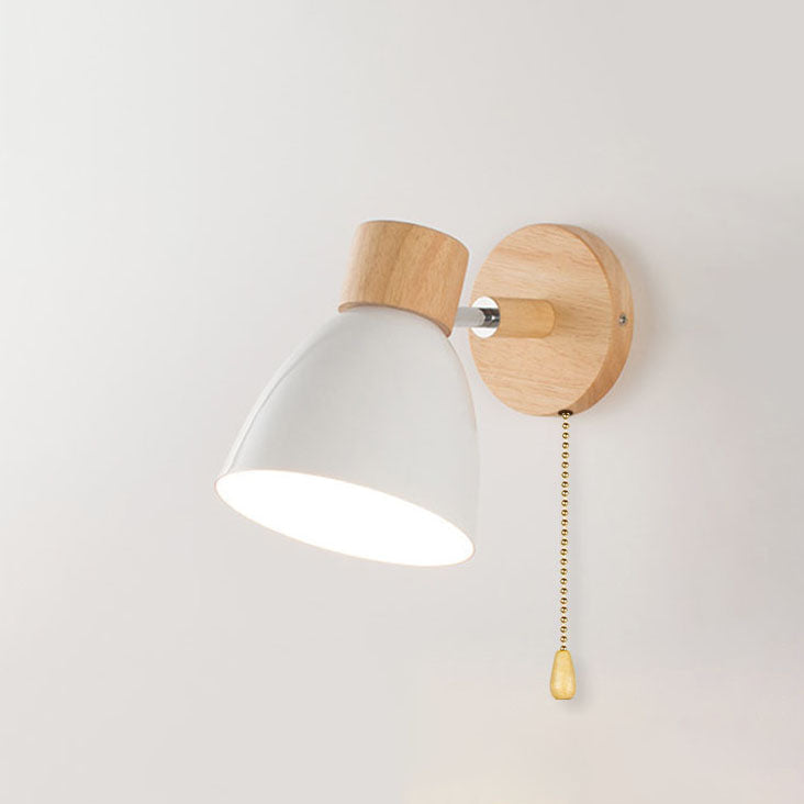 Modern Minimalist Macaron Iron Wood Wall Sconce Lamp - 1-Light Solid Color Design