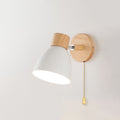Modern Minimalist Macaron Iron Wood Wall Sconce Lamp - 1-Light Solid Color Design