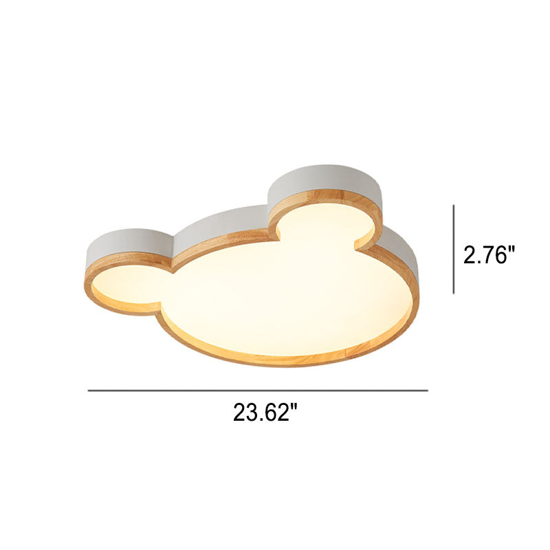Nordic Wood Bear Shape LED Kids Flush Mount Ceiling Light | Cute Animal Nursery Lighting | Child Room Ceiling Fixture | Playful Bear Decor | Stylish Kids Bedroom Lighting | Soft Glow Illumination for Kids | Whimsical Flush Mount Light for Playroom | Eco-F