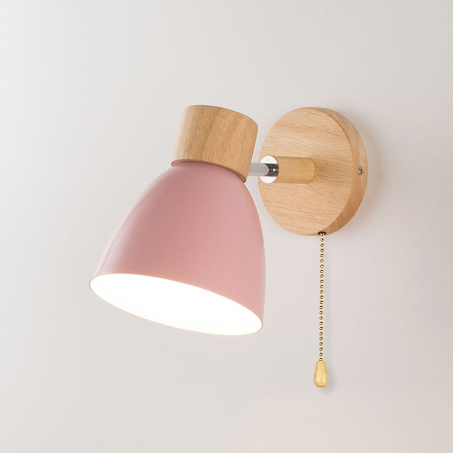 Modern Minimalist Macaron Iron Wood Wall Sconce Lamp - 1 Light Home Decor