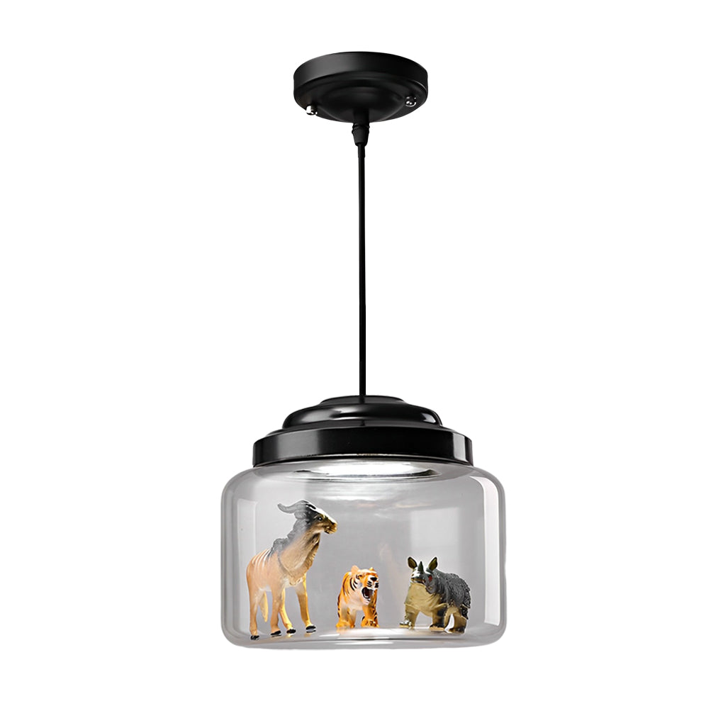 Personality Animal Model LED Pendant Light - Modern Black Decor Glass Jar