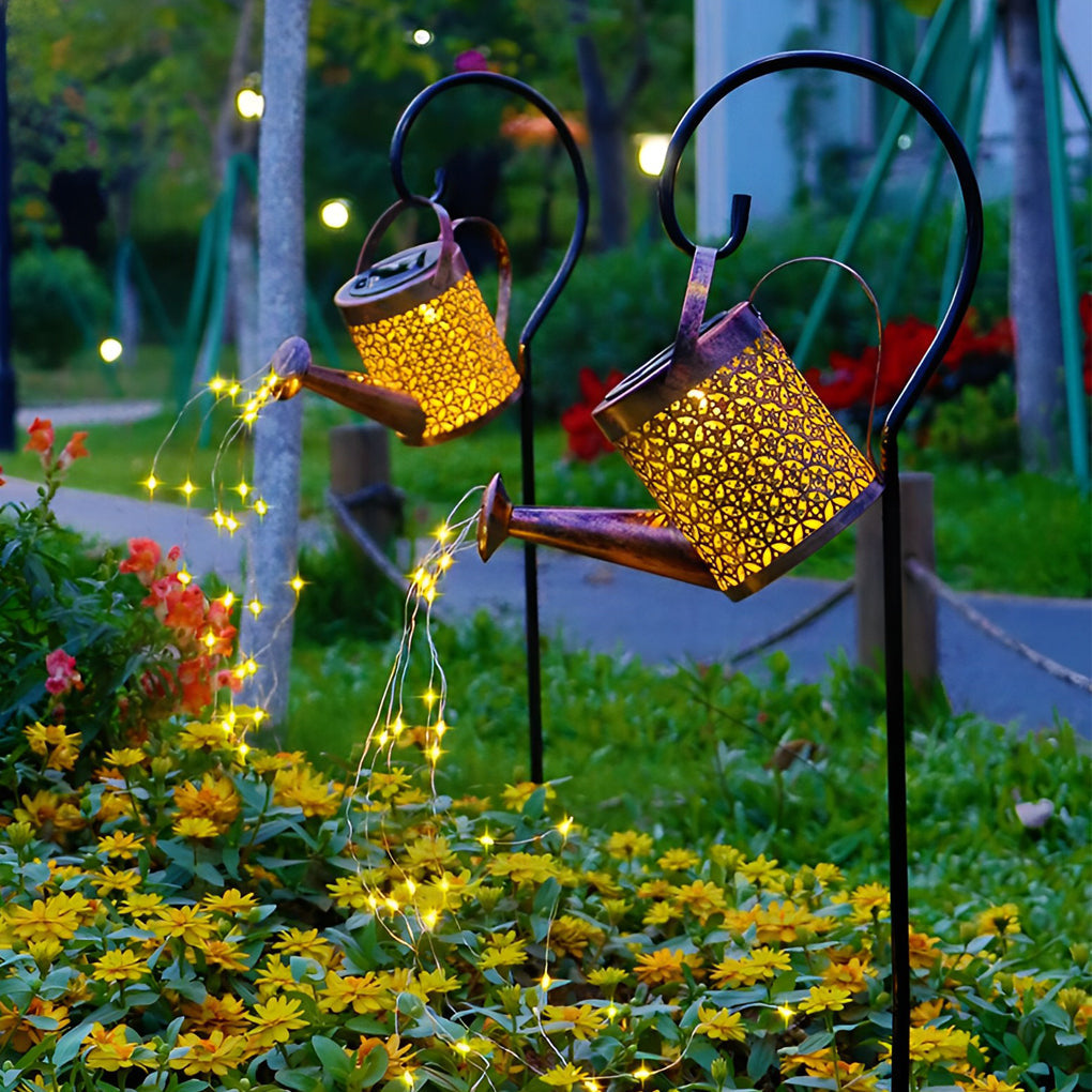 Iron Kettle Shower LED Solar Garden Light - Efficient Outdoor Illumination