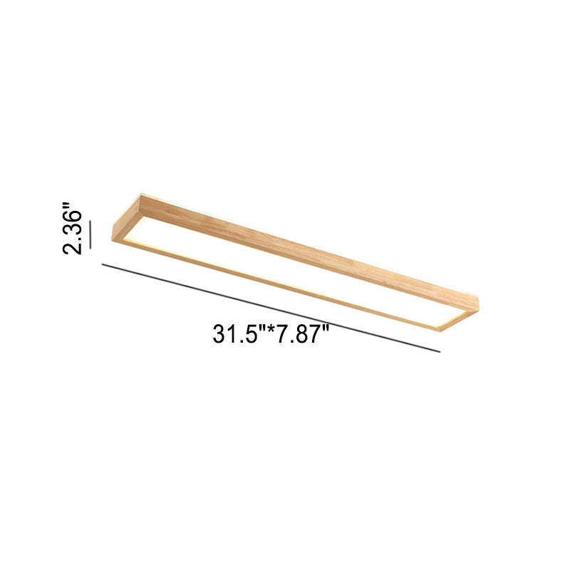 Japanese Minimalist Walnut LED Flush Mount Ceiling Light