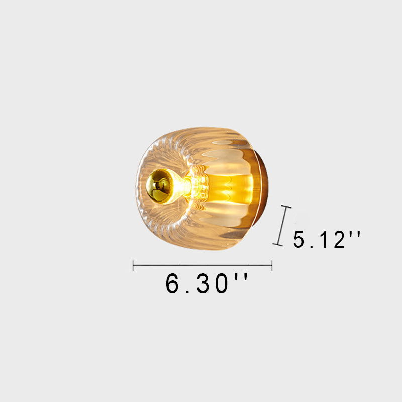 Modern Luxury Copper Sun-Shaped Flush Mount Light - 1-Light Glass Fixture