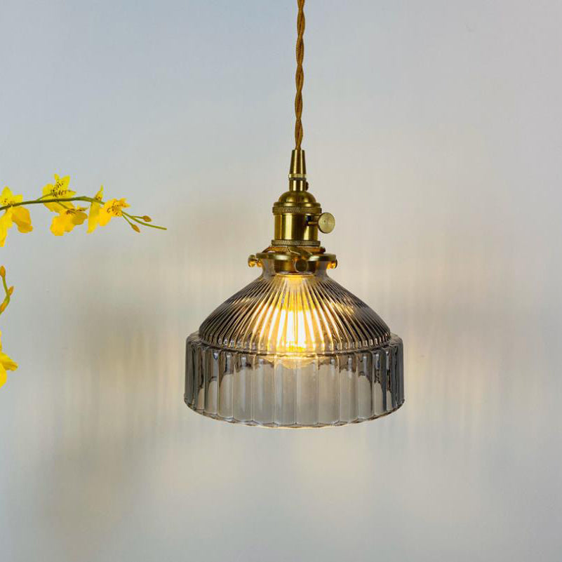Nordic Stained Glass Dome Pendant Light - Brass 1-Light Fixture