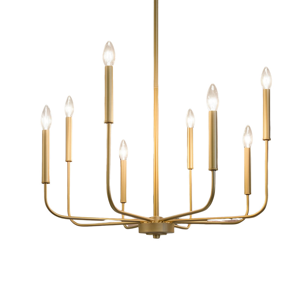 8-Light Industrial Candlelight LED Chandelier - Three Step Dimming, Vintage Style, Modern Lighting Fixture