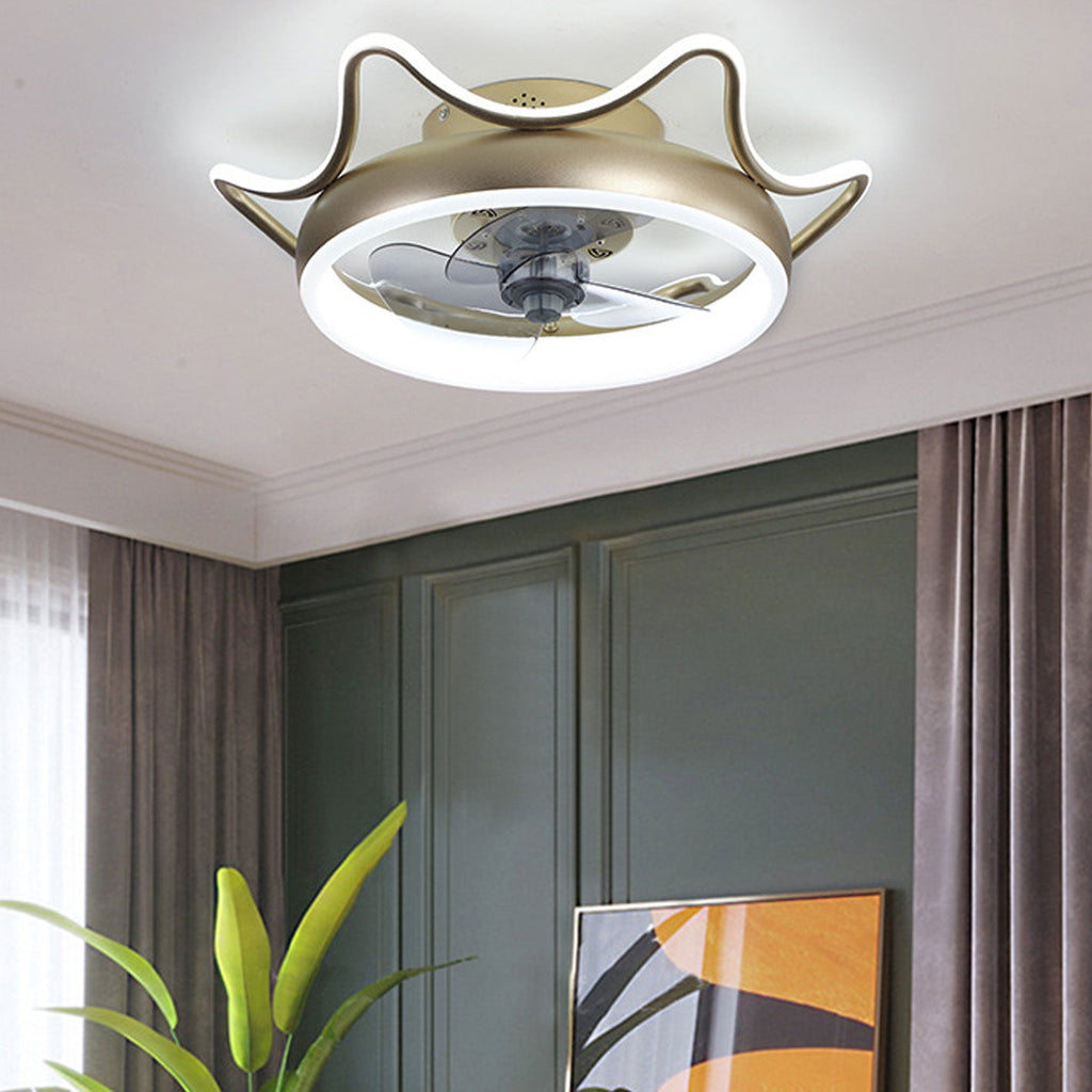 Nordic Light Luxury Round Wrought Iron LED Ceiling Fan Light