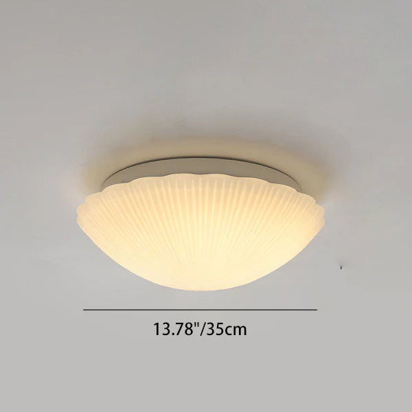 Modern Minimalist Cream Shell Glass LED Flush Mount Light for Living Room & Bedroom