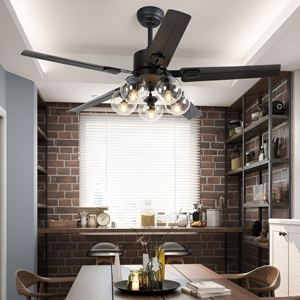 42 Inch 5-Light Nordic Flush Mount Ceiling Fan with Remote Control - Silent Operation