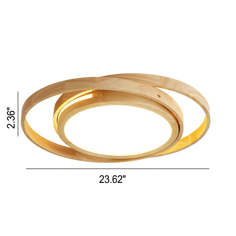 Minimalist Wood Circle LED Flush Mount Ceiling Light