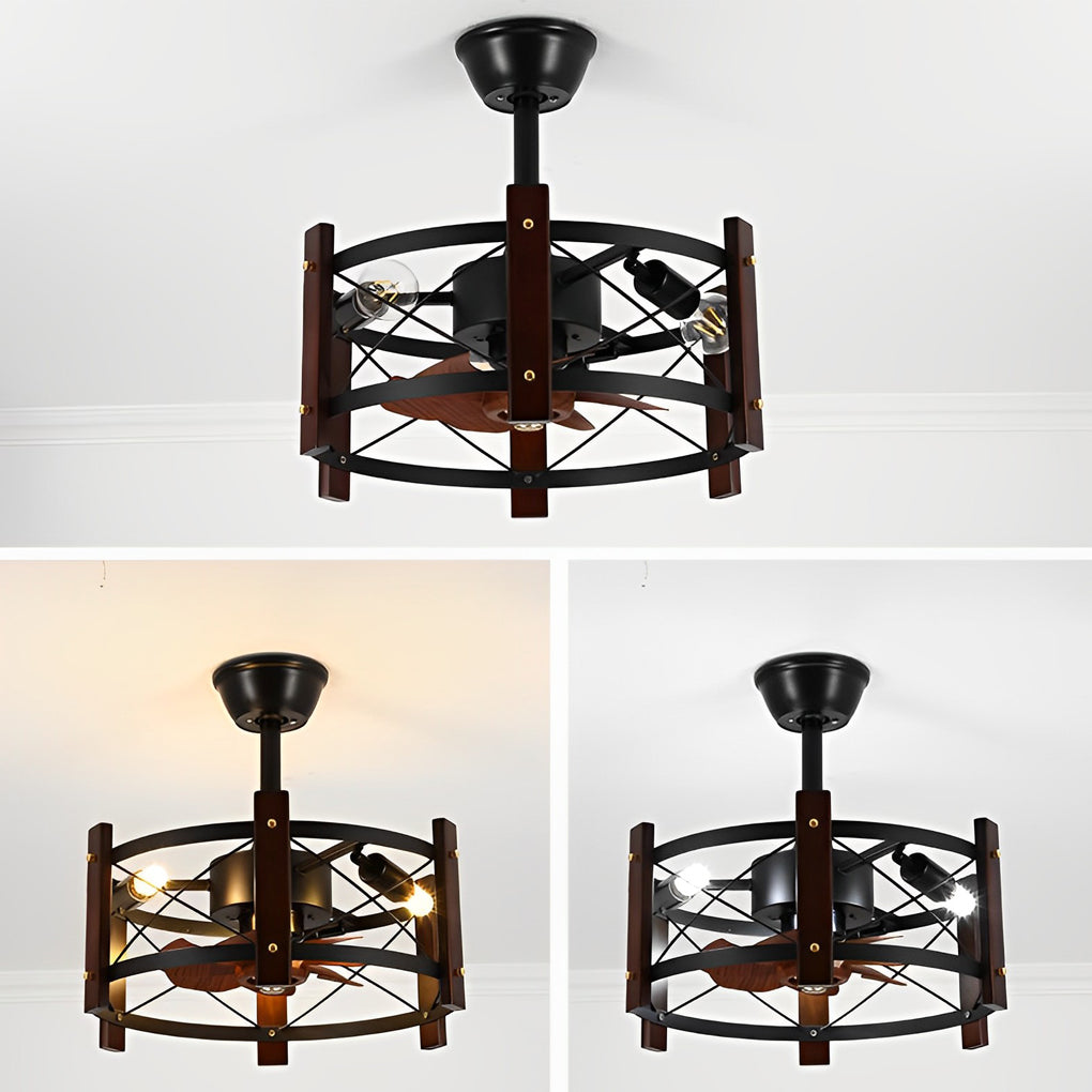Retro Metal Bladeless Ceiling Fans with Chandelier - Modern Ceiling Light Fan, Stylish Home Decor, Energy Efficient Design, Quiet Operation, Vintage Charm