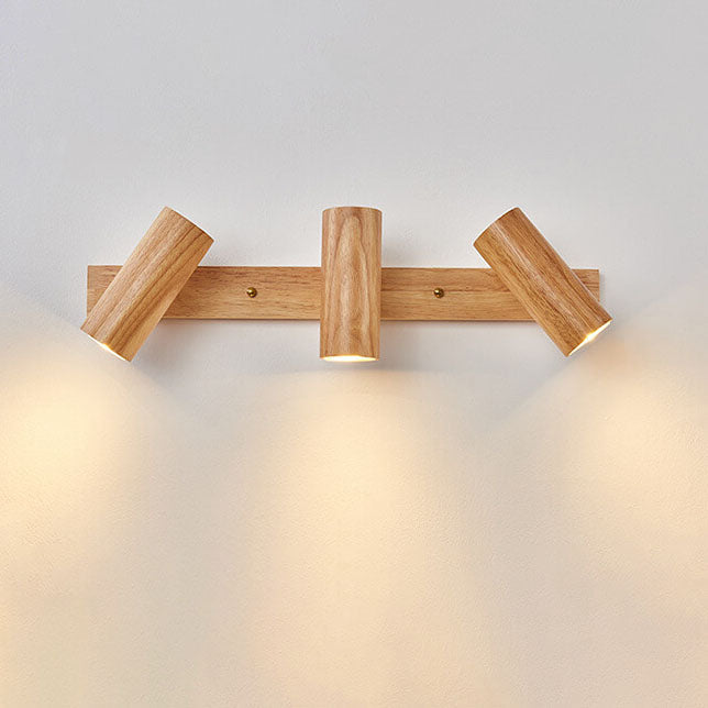 Japanese Minimalist Solid Wood Spotlight Track Ceiling Light - 1/3/4 Light Flush Mount