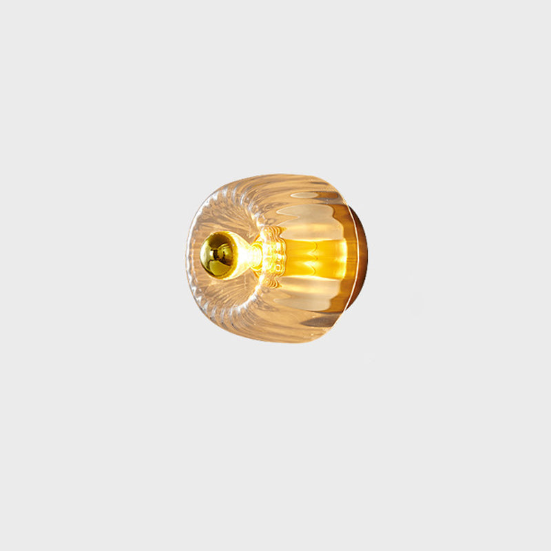 Modern Luxury Glass Sun Shape Copper Flush Mount Light - Dual Purpose 1-Light Fixture