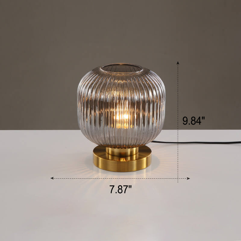 Nordic Striped Glass Oval Table Lamp - 1-Light Modern Accent Lighting