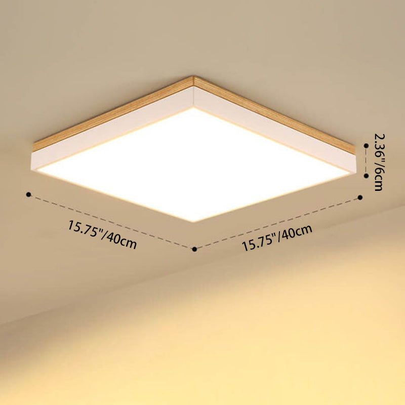 Modern Minimalist Solid Wood LED Flush Mount Light for Living Room