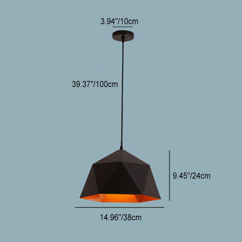 Modern Geometric Macaroon Iron Pendant Light 1-Light Lozenge Design