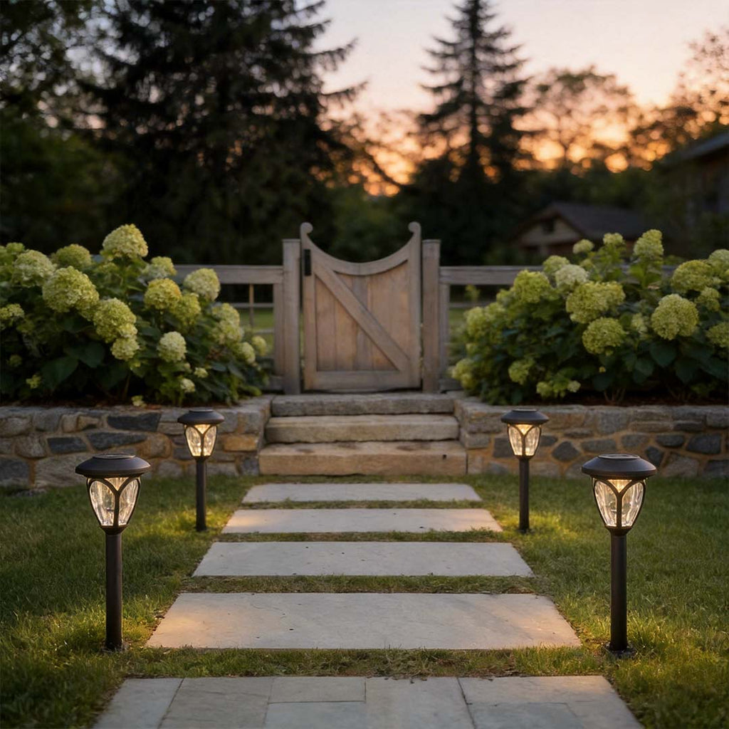 Modern Black Solar Lawn Lights - 2-Pack Smart LED Outdoor Lighting