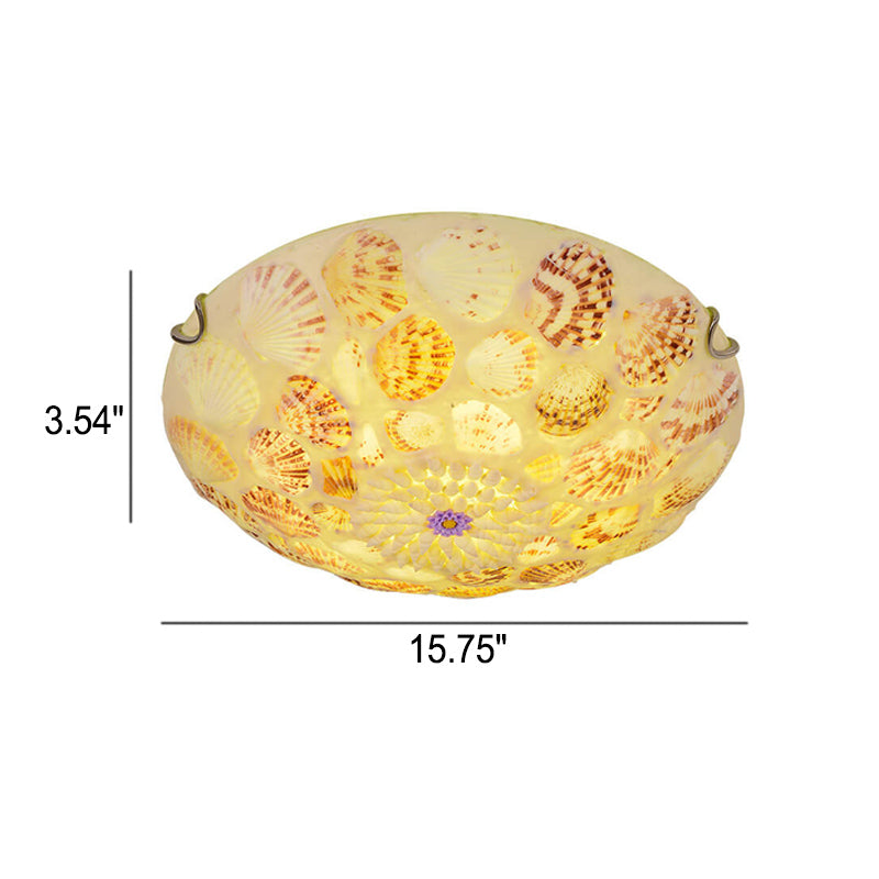Mediterranean Shell Art LED Flush Mount Ceiling Light
