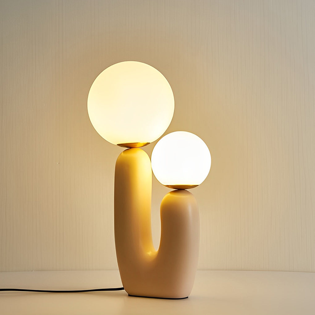 Modern Beige Cactus LED Table Lamp - 2-Light Accent Lighting