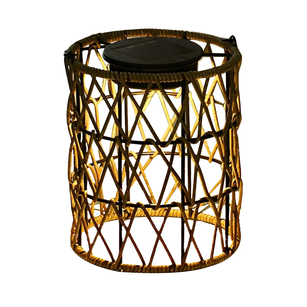 Rattan Solar Garden Lantern - Waterproof Modern Lawn Light