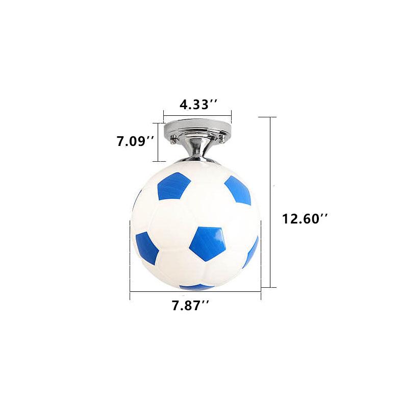 Basketball Soccer Glass Semi-Flush Mount Ceiling Light
