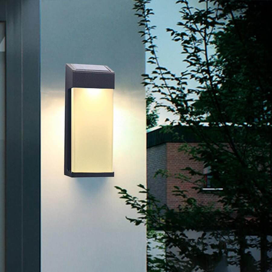Contemporary Solar LED Wall Light - 2PCS High Hardness Glass for Outdoor Gardens