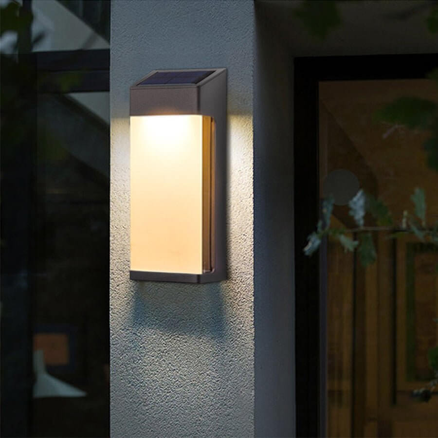 Contemporary Solar LED Wall Light - 2PCS High Hardness Glass for Outdoor Gardens