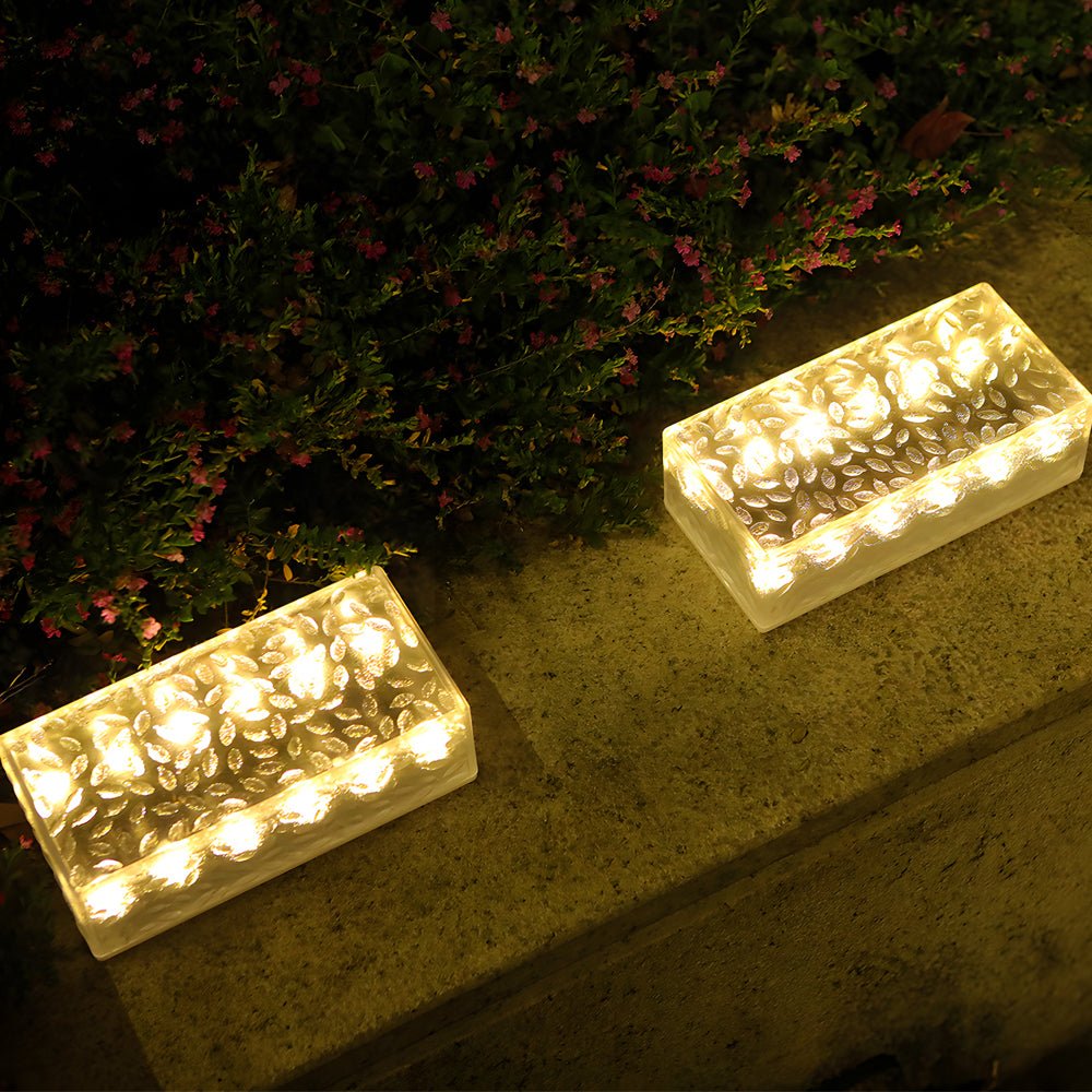 2Pcs Solar LED Brick Lights - 10 Hour Outdoor Step & Deck Lighting