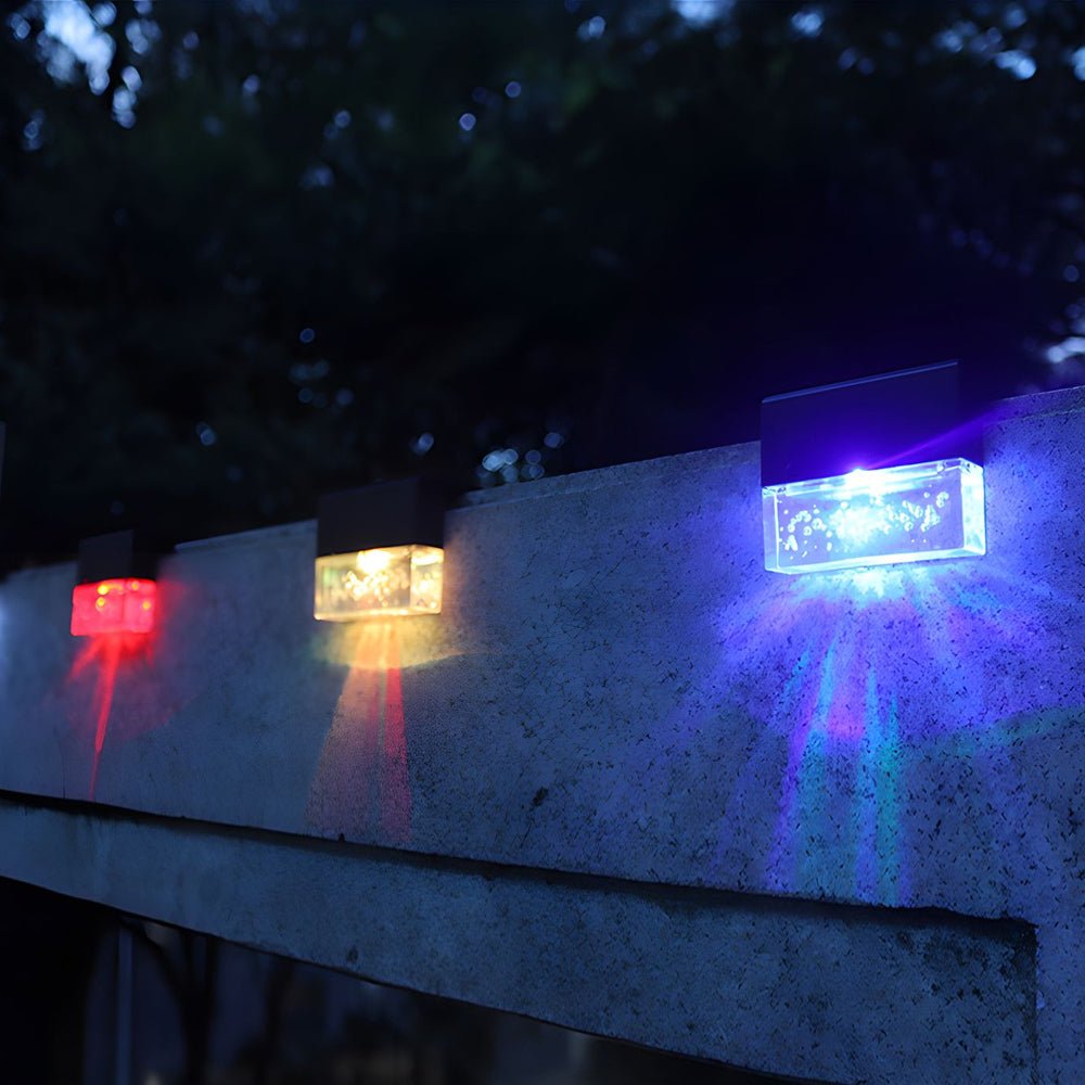 2PCS Solar Sunset Fence Lights RGB LED Outdoor Acrylic Bubble Step Deck Light